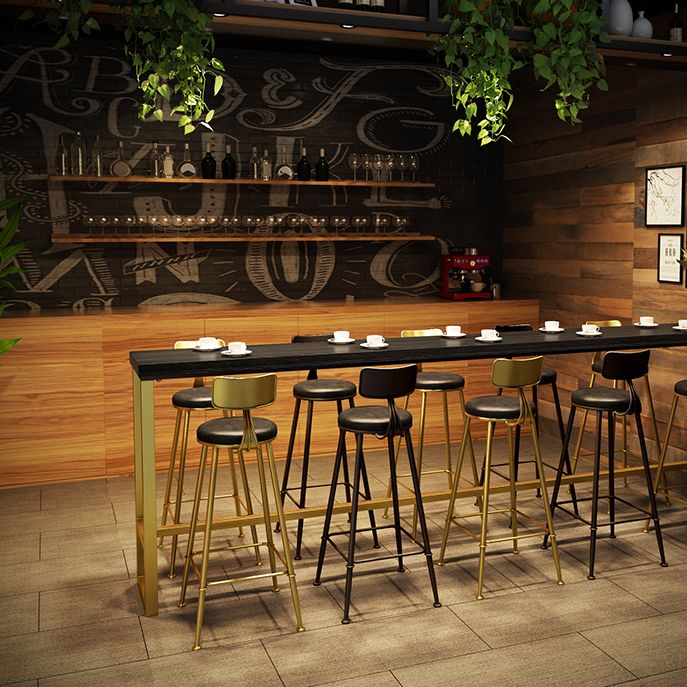 Black Glam Style Bar Table in Metal and Wood Milk Tea Shop Bar Table Clearhalo 'Bar Furniture' 'Bar Tables' 'bar_tables' 'furn' 'furn_bar_tables' 'Furniture' 'furniture_bar_tables' 'Kitchen & Dining Furniture' 1200x1200_71675402-c3a2-4a1d-8a7b-90c4f67be47f