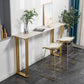 Bartisch aus gesintertem Stein, moderner Esstisch, Bartisch mit Gold- und Metallbasis