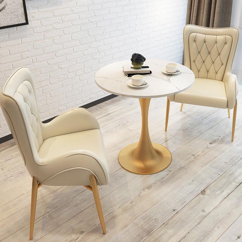 White Table Traditional Luxury Round Dining Table with Tulip Base