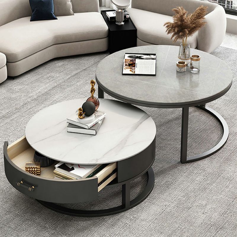 Frame Coffee Table Set Slate Cocktail Table with Storage Drawers Clearhalo 'Coffee & Accent Tables' 'Coffee Tables' 'coffee_tables' 'furn' 'furn_coffee_tables' 'Furniture' 'Living Room Furniture' 1200x1200_7169978d-8a40-45d2-a0ac-e4a9af2c7ee4