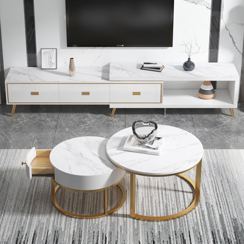 Slate Frame Coffee Table Round Nesting Coffee Table Set for Living Room Clearhalo 'Coffee & Accent Tables' 'Coffee Tables' 'coffee_tables' 'furn' 'furn_coffee_tables' 'Furniture' 'Living Room Furniture' 1200x1200_716be1b1-00d0-4c75-a4e6-185f27cbfdb4