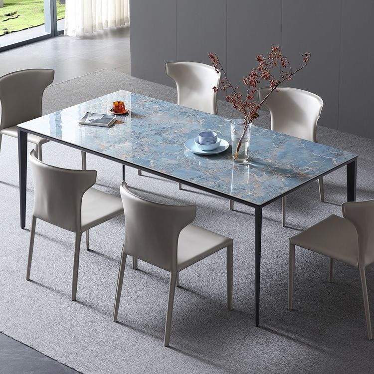 Simple Style Sintered Stone Table 4 Legs Aviation Aluminum Base Rectangle Table for Home Clearhalo ' dining_table' 'Dining Tables & Seating' 'Dining Tables' 'furn' 'furn_dining_table' 'Furniture' 'furniture_dining_table' 'Kitchen & Dining Furniture' 'kitchen&dining_furn' 'kitchen' 'kitchen_dining_table' 1200x1200_716be27b-c60b-4df4-9918-a9ce1a06ac46