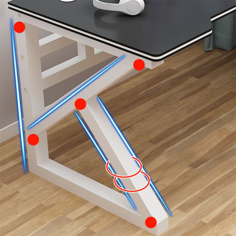 Contemporary Office Desk Antique Finish Wooden Computer Desk with Metal Legs Clearhalo 'furn' 'furn_office_desk' 'Furniture' 'Office Desks' 'Office Furniture' 'office_desk' 1200x1200_716c7a7f-5930-4845-9e78-cf00934a2291