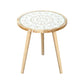 French Country 3 Legs Sofa Side Accent Table Solid Wood Round End Table