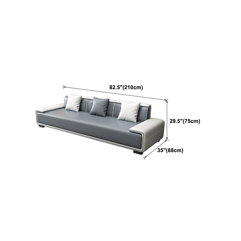 Faux Ledersofa & Chaise mit Kissen modern u Sofa in Grau - 29,53 "H.