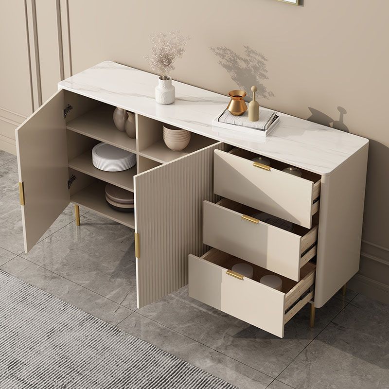 Moderner Stil weißer Sideboard Tabelle 33,5 "Hochbuffet mit Schubladenspeichern