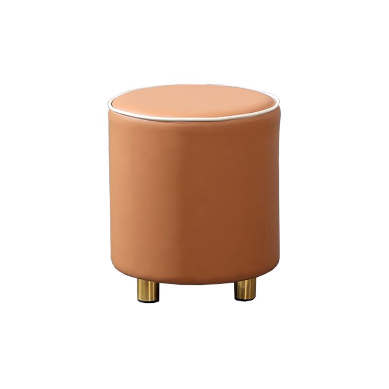 Orange Leather Round Standard Water Resistant Indoor Standard Clearhalo 'furn' 'furn_ottomans_poufs' 'Furniture' 'Living Room Furniture' 'Ottomans & Poufs' 'ottomans_poufs' 1200x1200_71708b8d-90ed-4dad-b50a-9576920310a9
