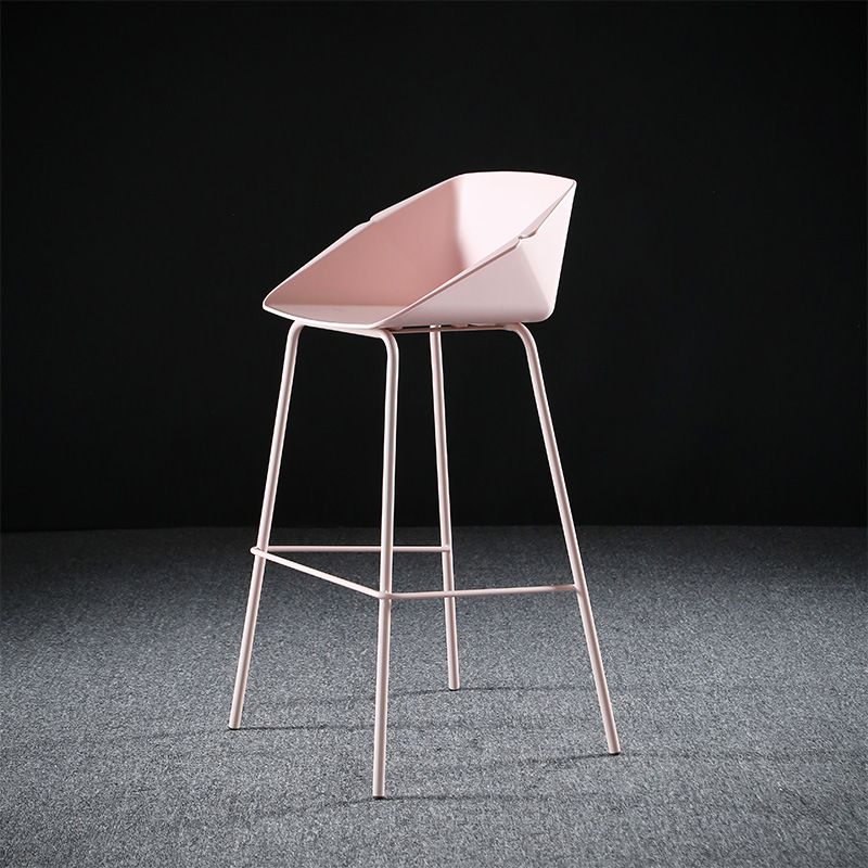 Scandinavian Metal Plastic Counter Stools Low Back Bar Stool with Footrest