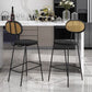 Industrial Upholstered Bar Chair Rattan Weave Low Back Bar Stool