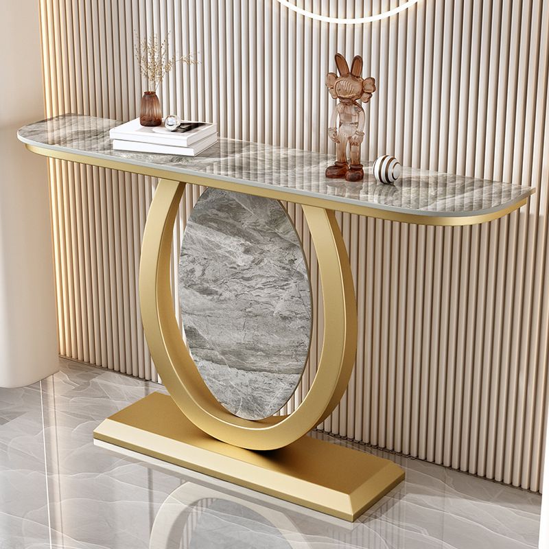 Stone Half Moon Accent Table 1-shelf 31.5" Tall Console Table for Hall Clearhalo 'Console Tables' 'console_tables' 'Entry & Mudroom Furniture' 'furn' 'furn_console_tables' 'Furniture' 1200x1200_7172edb2-cc47-4b10-8cb6-7d26e44d980b
