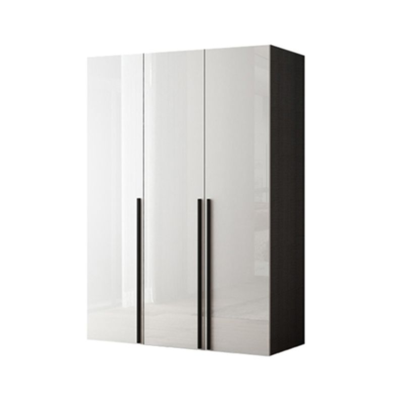 Mirrored Finish Cabinet with Hinged Doors Contemporary White Storage Cabinet