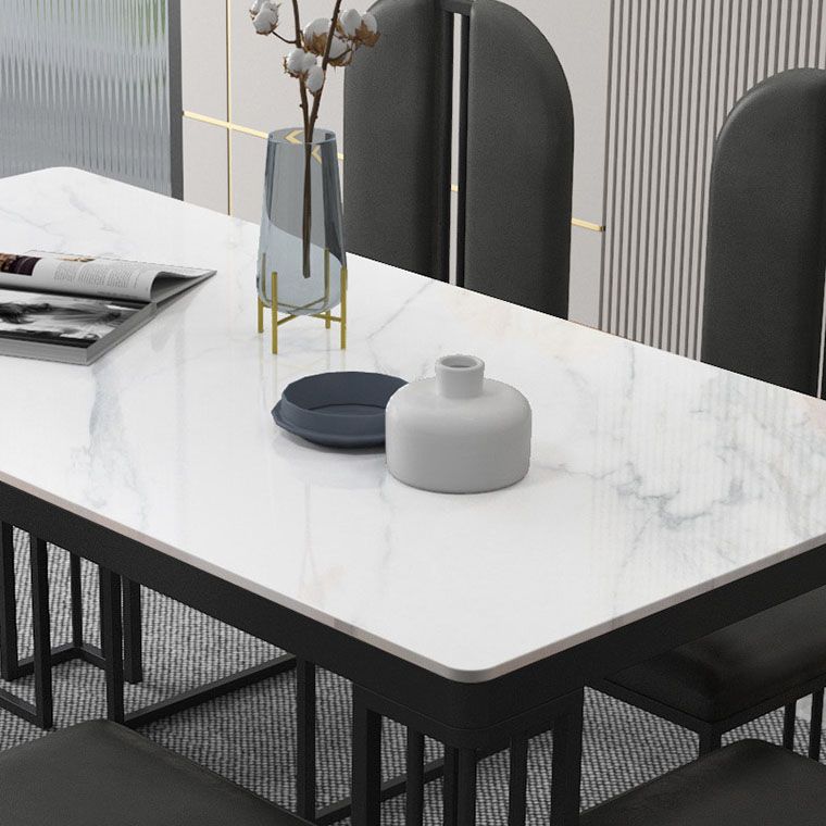 Modern 1/2/6/7 Pieces Dinette Set with White Sintered Stone Top Rectangle Dining Table Set Clearhalo 'Dining Room Sets' 'Dining Tables & Seating' 'dining_room_set' 'furn' 'furn_dining_room_set' 'Furniture' 'furniture_dining_room_set' 'Kitchen & Dining Furniture' 1200x1200_71752dfb-862e-4827-85d4-31ee9bc5cd66