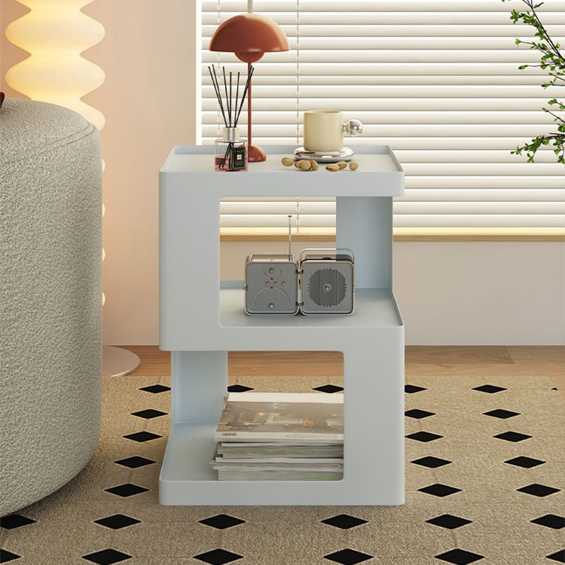 Table de collation à extrémité latérale ultra-moderne avec étagères en métal table d'appoint en blanc