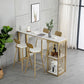 Glam Rectangle Bar Dining Table White Faux Marble Top Iron Indoor Bistro Table with Shelf Clearhalo 'Bar Furniture' 'Bar Tables' 'bar_tables' 'furn' 'furn_bar_tables' 'Furniture' 'furniture_bar_tables' 'Kitchen & Dining Furniture' 1200x1200_7175abf1-76f5-47ac-b727-301231ebcd0b