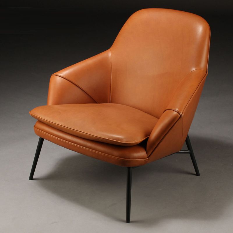 Mid-century Faux Leather ArmChair Fixed Back Flared Arms Chair Clearhalo 'Accent Chairs' 'accent_chairs' 'Chairs & Seating' 'furn' 'furn_accent_chairs' 'Furniture' 'Living Room Furniture' 1200x1200_71764ee7-4c76-4a7a-912f-de4dfca2df23