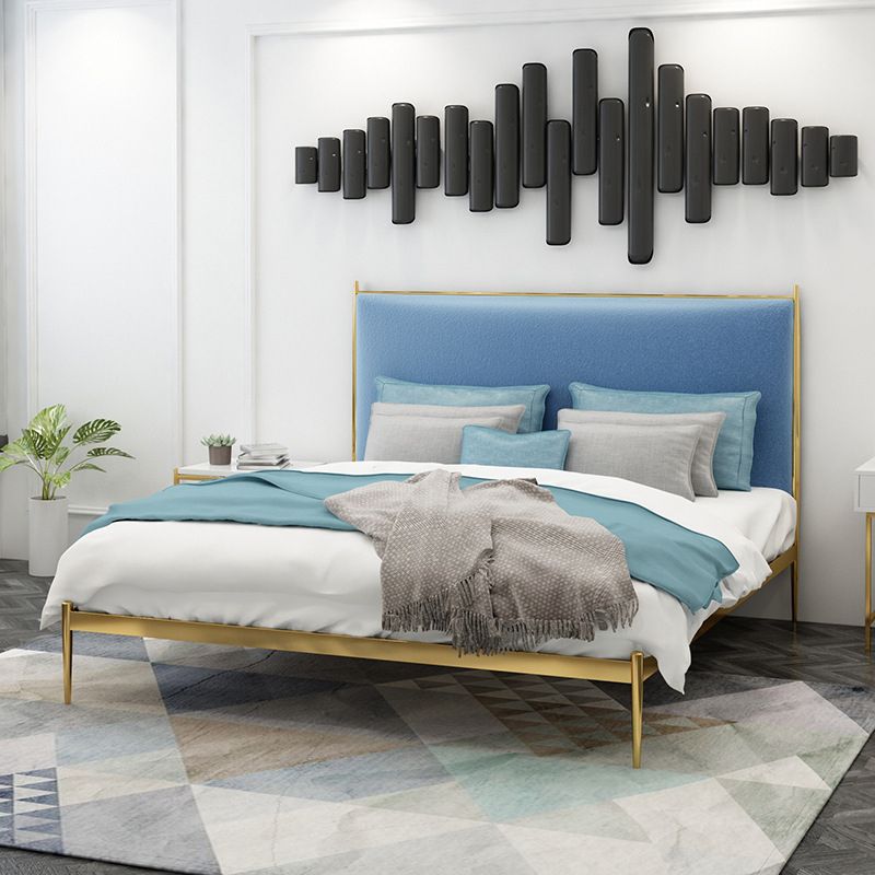 Polsterer Bettenrahmen luxuriöses Metallstandardbett im goldenen Finish