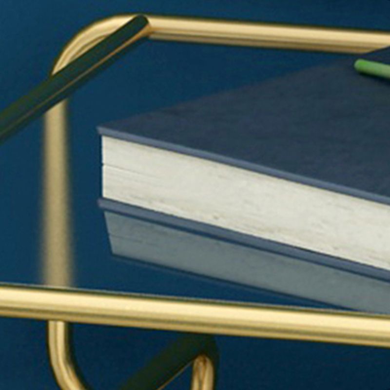 Mesa nocturna industrial de vidrio de vidrio de metal con 1 estante, 20.9 "de alto