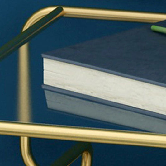 Mesa nocturna industrial de vidrio de vidrio de metal con 1 estante, 20.9 "de alto