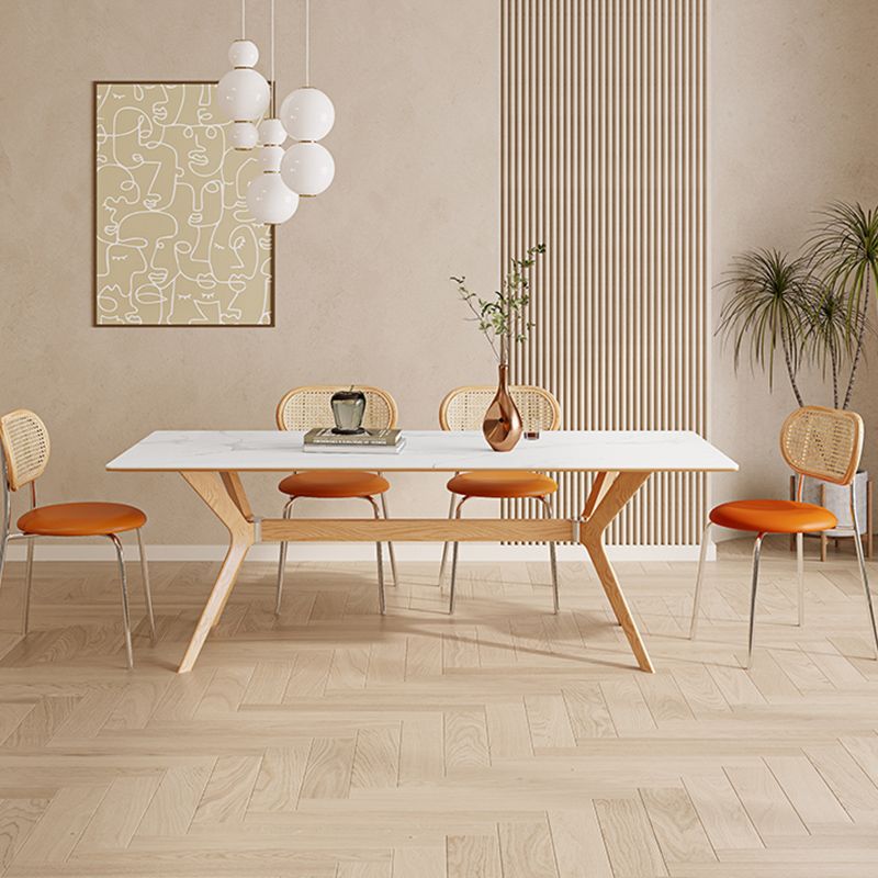 Noordse 1/4/5/7 stukken meubels rechthoekige stenen eettafel in wit gezet