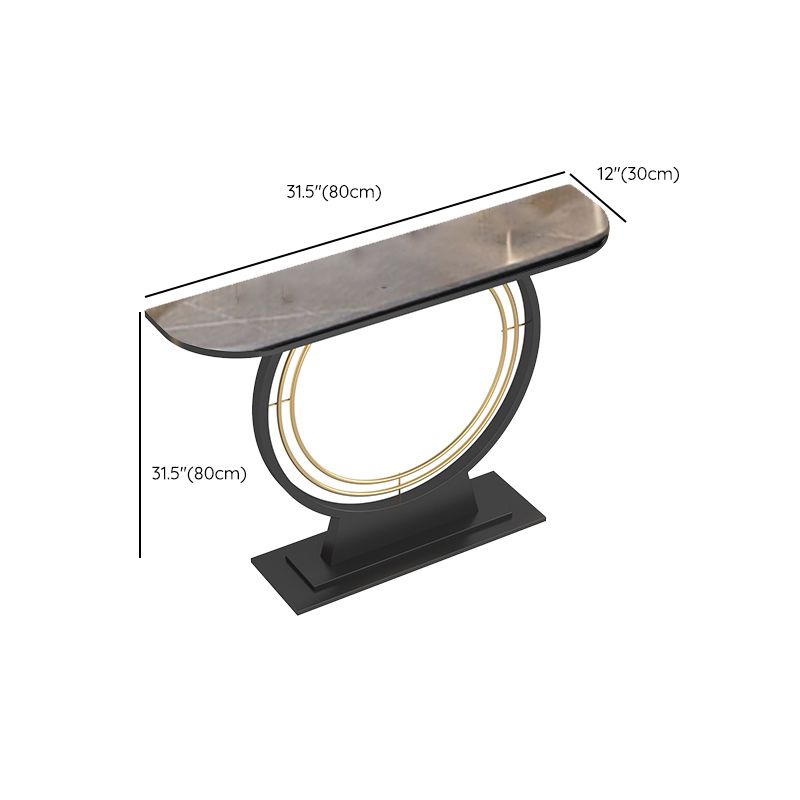 Moderna Med Half Moon Console Table Sofá Mesa de consola de piedra en gris