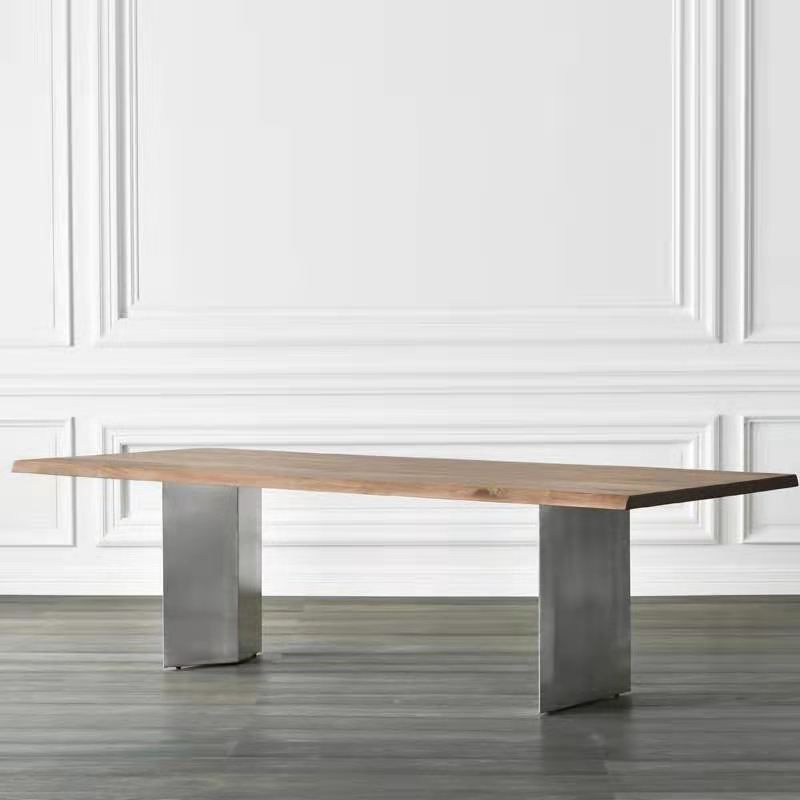 Rectangle Shape Glam Dining Table Double Pedestal Table with Solid Wood Clearhalo ' dining_table' 'Dining Tables & Seating' 'Dining Tables' 'furn' 'furn_dining_table' 'Furniture' 'furniture_dining_table' 'Kitchen & Dining Furniture' 'kitchen&dining_furn' 'kitchen' 'kitchen_dining_table' 1200x1200_717d78e6-a8cc-4f96-b9d0-471a00f32c92