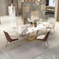 Set di tavoli da pranzo beige lucido 1/2/5/7 PC glam dinette con sedie in pelle