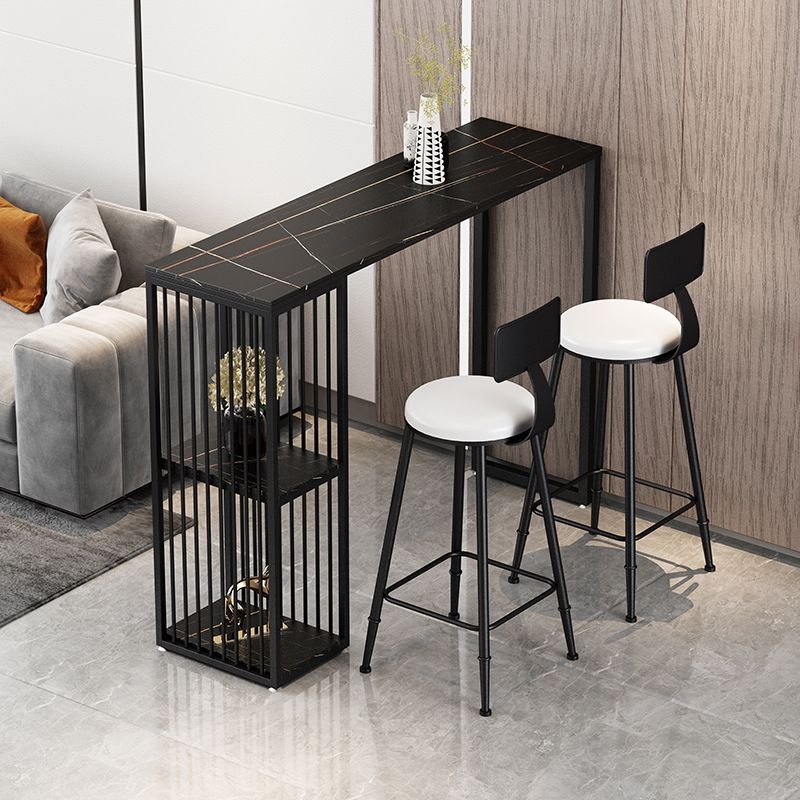 Glam Style Black Bar Table Faux Marble Top Rectangle Indoor Bistro Table Clearhalo 'Bar Furniture' 'Bar Tables' 'bar_tables' 'furn' 'furn_bar_tables' 'Furniture' 'furniture_bar_tables' 'Kitchen & Dining Furniture' 'kitchen&dining_furn' 'kitchen' 1200x1200_717f7dd8-e6e9-497f-8821-e198ee819664