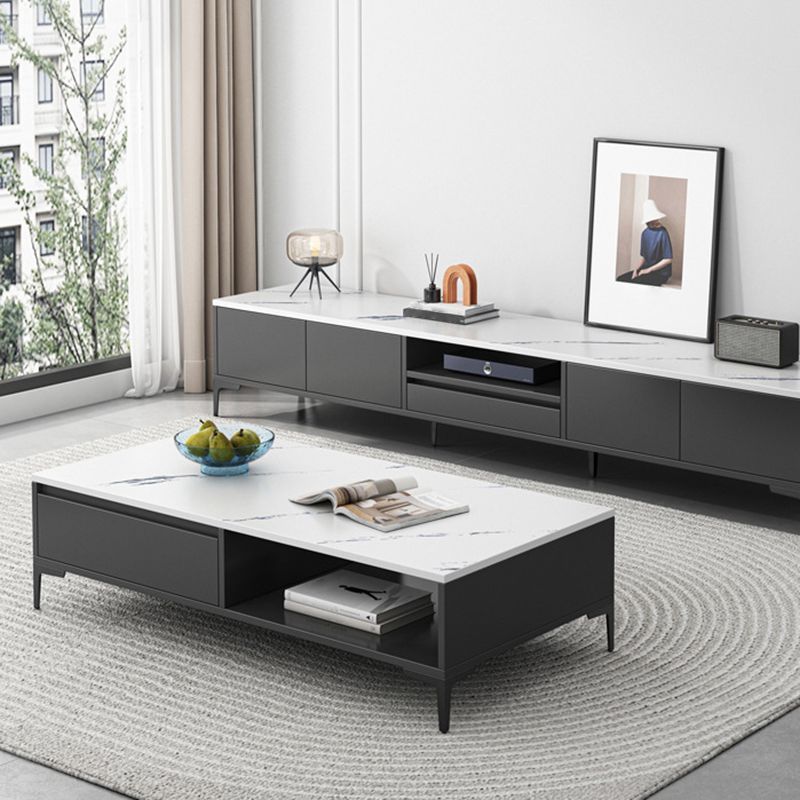Glam 4-Bein-Couchtisch mit künstlicher Platte, rechteckiger Home-Cocktail-Tisch