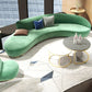 Contemporary Velvet Curved Sofa Tight Back Sloped Arm Settee
