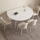 Modern Round Stone Dining Table Extendable for Small Spaces in White Clearhalo 'Dining Tables & Seating' 'Dining Tables' 'dining_table' 'furn' 'furn_dining_table' 'Furniture' 'Kitchen & Dining Furniture' 1200x1200_718132a7-ee08-4ffd-877b-2b6d5985bf3b