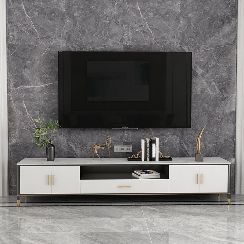 Stone Media Console TV Stand Open Storage TV Stand with Drawer Clearhalo 'furn' 'furn_tv_stands_entertainment_centers' 'Furniture' 'Living Room Furniture' 'TV Stands & Entertainment Centers' 'TV Stands & Media Storage Furniture' 'tv_stands_entertainment_centers' 1200x1200_71814915-0bd2-4e7a-9caf-8da1827790b6
