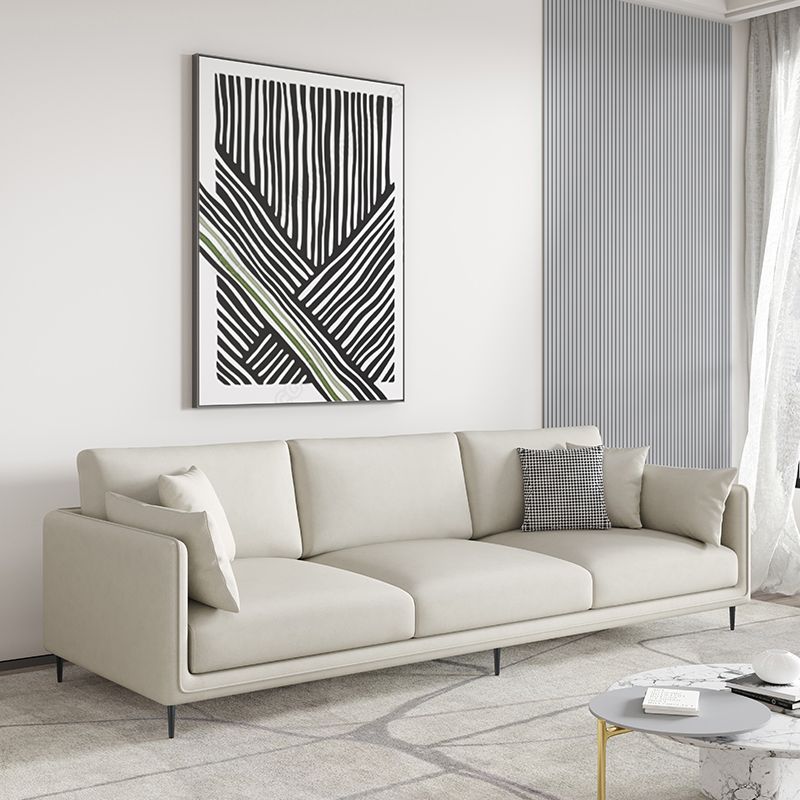 Contemporary Faux Leather Tuxedo Arm Standard Sofa with Bolster Pillows Clearhalo 'furn' 'furn_sofas' 'Furniture' 'furniture_sofas' 'kitchen' 'kitchen_sofas' 'Living Room Furniture' 'Sofa' 'sofas' 1200x1200_71824c63-2a6d-4698-b05c-789c180054d1