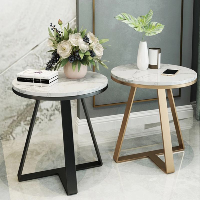 Runder Marmor Endtisch Set Glam Dia 19.7-in Sofa Seitenakzentisch