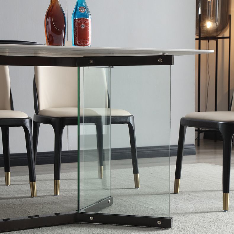 Designer Style Sintered Stone Dining Set Rectangle 1/2/5/7 Pieces Dining Room Table Set Clearhalo 'Dining Room Sets' 'Dining Tables & Seating' 'dining_room_set' 'furn' 'furn_dining_room_set' 'Furniture' 'furniture_dining_room_set' 'Kitchen & Dining Furniture' 1200x1200_71834d01-d00e-4353-b9b1-08e49d5cb6c8