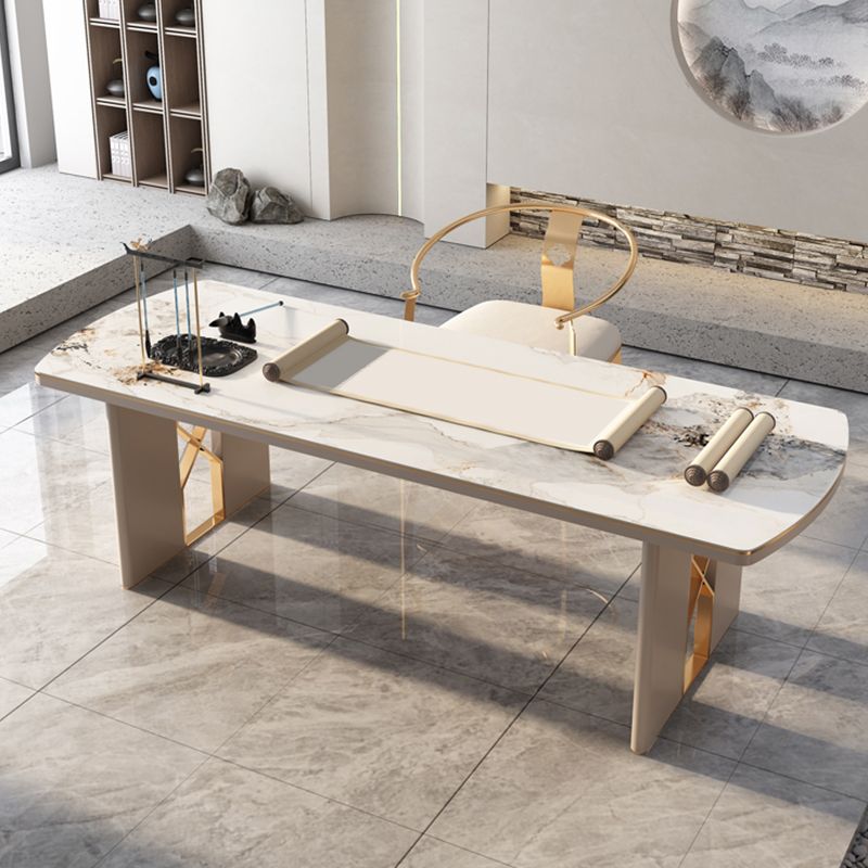 Bureau en pierre incurvé Glam Style Metal Writing Bureau pour le bureau