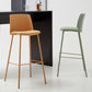 Taburete de bar de cuero de PU de estilo moderno, taburete de bar con asiento cuadrado y patas de metal