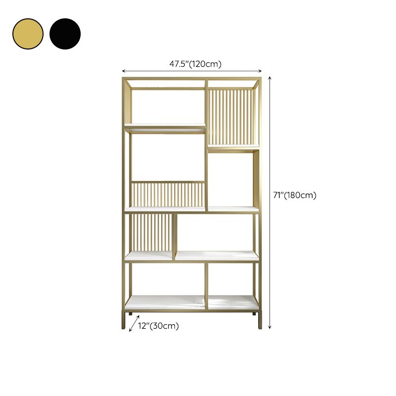 Antique Finish Shelf Bookcase Metal Frame Bookshelf with Shelves