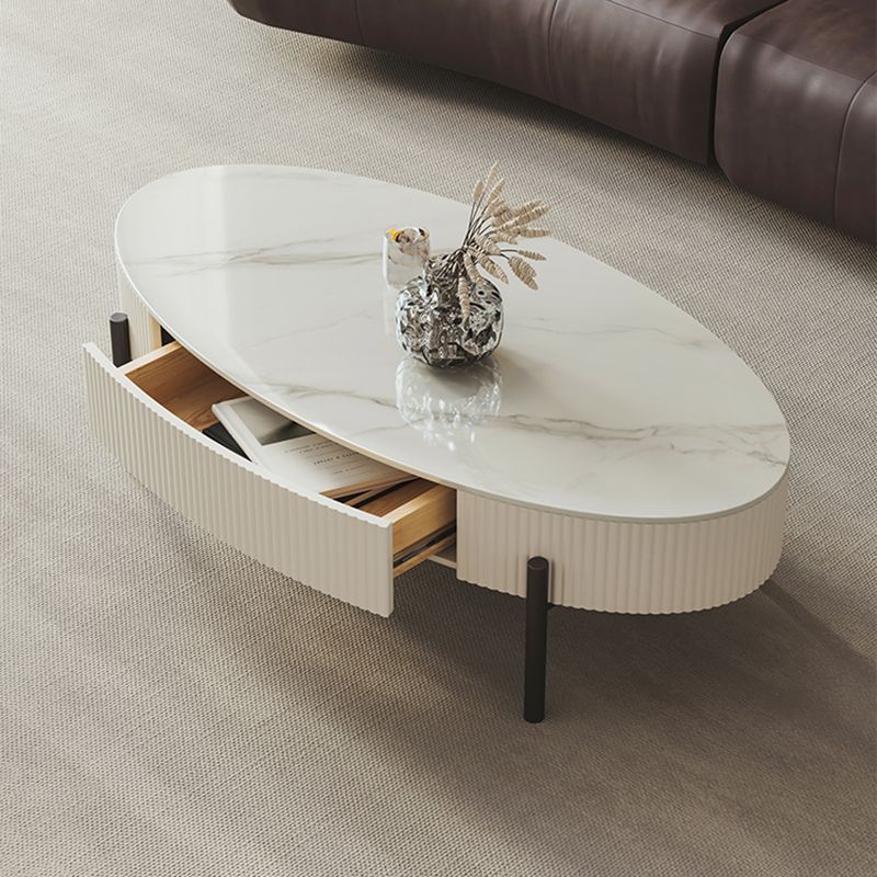Glam Coffee Cocktail Table with Storage Drawer and 4 Iron Legs Clearhalo 'Coffee & Accent Tables' 'Coffee Tables' 'coffee_tables' 'furn' 'furn_coffee_tables' 'Furniture' 'Living Room Furniture' 1200x1200_718af921-195a-445a-9310-399851c7929d