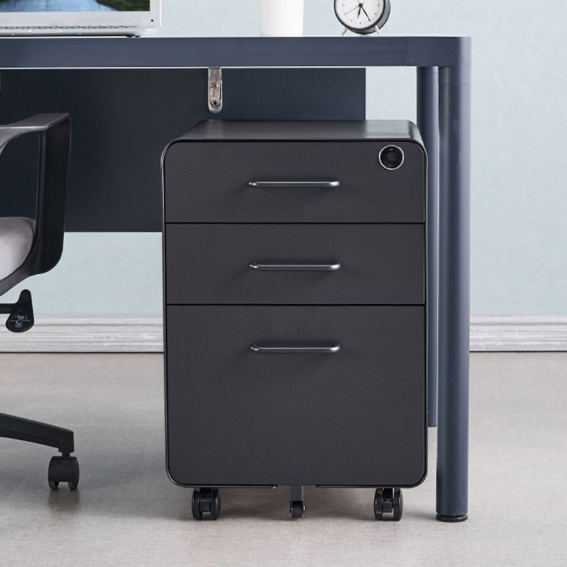 Zeitgenössische Aktenschränke Stahlrahmenschlüsselschloss Mobile Aktenschrank mit Rädern