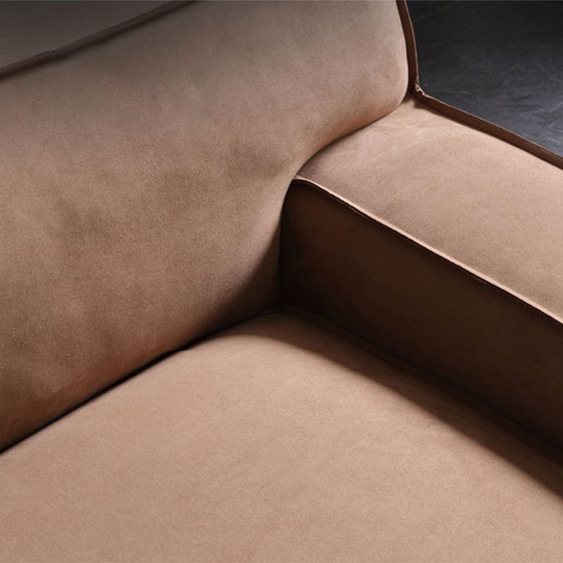 Brown Recessed Arm Sofa Contemporary 3/4-seater Suede Seating