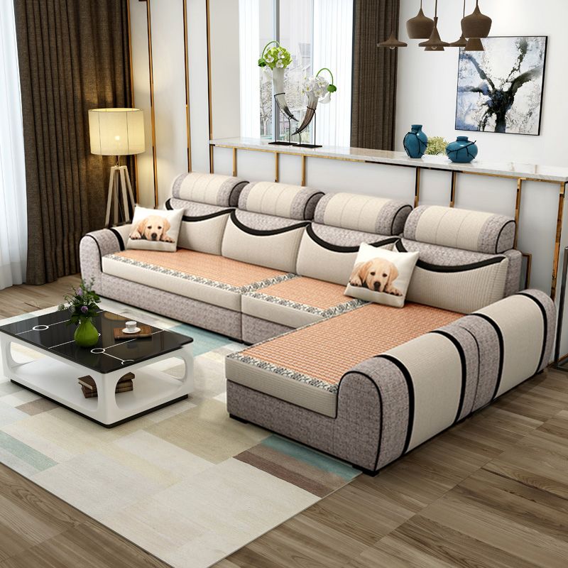 120.08"L x 70.87"W x 37.4"H Farmhouse Fabric Cushion Back Sectionals with Pillows Clearhalo 'furn' 'furn_sectionals' 'Furniture' 'furniture_sectionals' 'kitchen' 'kitchen_sectionals' 'Living Room Furniture' 'Sectionals' 1200x1200_7195d411-183d-4fb6-827d-9e6942e6f4df