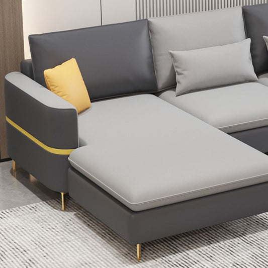 35,43 "H divano e chaise di braccio quadrato in pelle finta per soggiorno