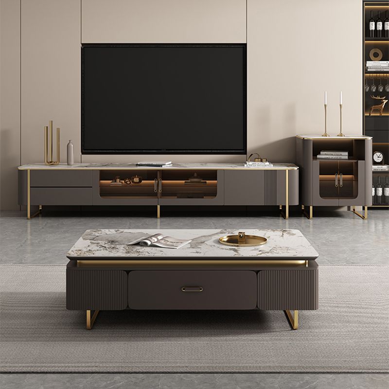27" Wide Glam Cocktail Table Rectangle Stone Coffee Table with Drawer Clearhalo 'Coffee & Accent Tables' 'Coffee Tables' 'coffee_tables' 'furn' 'furn_coffee_tables' 'Furniture' 'Living Room Furniture' 1200x1200_7198923f-59a7-435c-b6c6-12b3529c3e99
