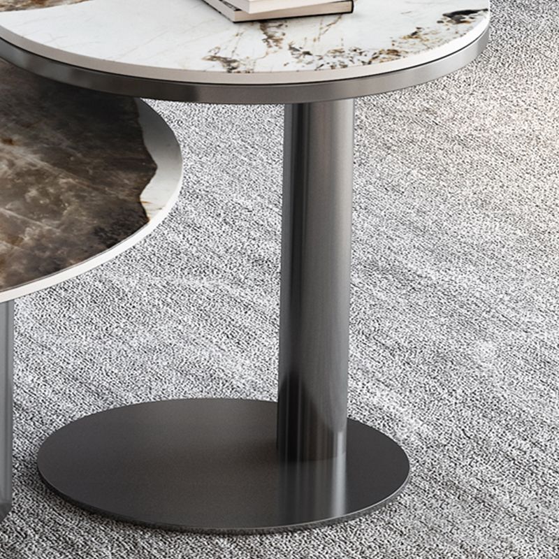 Modernistic Pedestal Table 19.7" Round Slate Top Side End Table