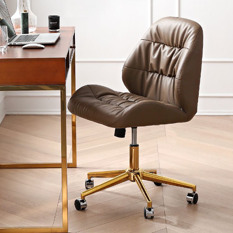 コンテンポラリータフテッド回転チェアフェイクレザーデスクミッドバックチェア