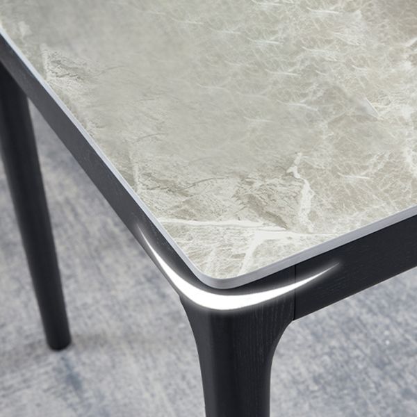 Rectangle Mid-Century Modern Dining Table Two-Color Fixed Table with Sintered Stone Clearhalo ' dining_table' 'Dining Tables & Seating' 'Dining Tables' 'furn' 'furn_dining_table' 'Furniture' 'furniture_dining_table' 'Kitchen & Dining Furniture' 'kitchen&dining_furn' 'kitchen' 'kitchen_dining_table' 1200x1200_719bc98f-8cd5-4564-9923-5e8b7a41c072