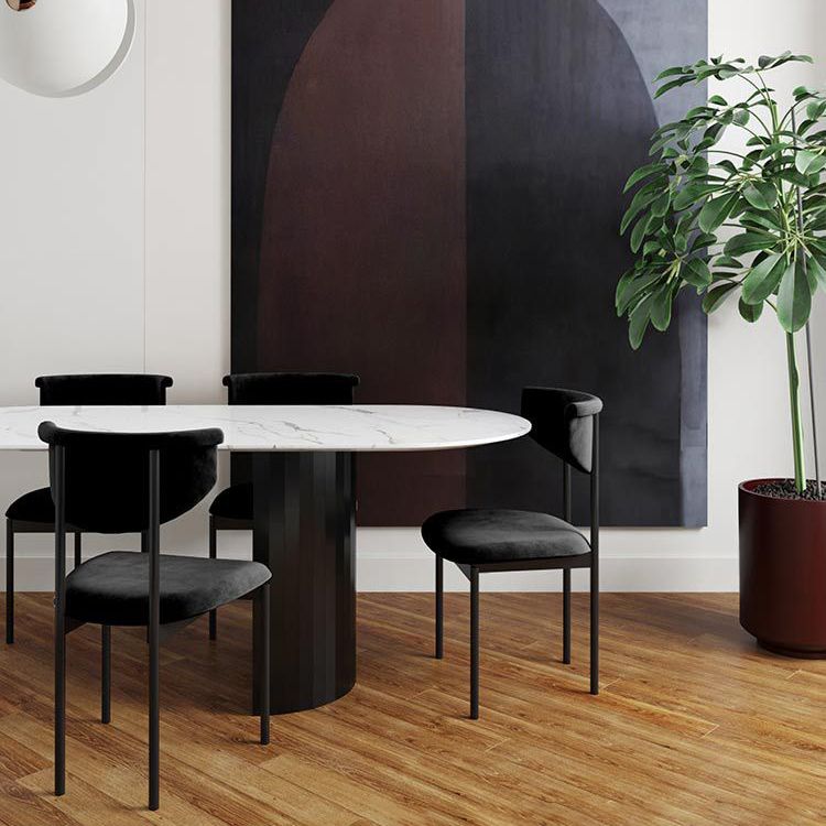 Glam Style Upholstered Side Chair Matte Finish Open Back Dining Chair for Home Use Clearhalo ' kitchen&dining_furn' 'Dining Chairs' 'Dining Tables & Seating' 'dining_chair' 'furn' 'furn_dining_chair' 'Furniture' 'furniture_dining_chair' 'Kitchen & Dining Furniture' 'kitchen' 1200x1200_719cc6f1-390b-4775-b0fd-b2c5fe93475e