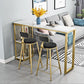 Faux Marble Bar Stool Table Glam Metal Frame Rectangle Bar Table with Shelves