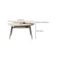 Modern Round Extendable Dining Table Wood Legs for Living Room