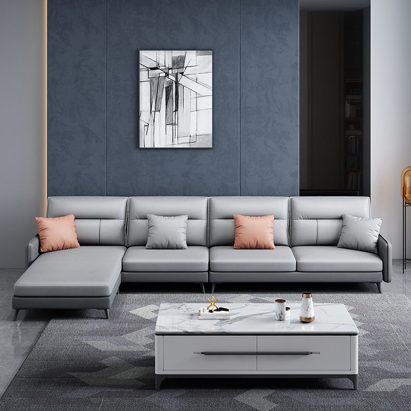 Scandinavo a forma di L sezionale con quadrato e deposito per soggiorno